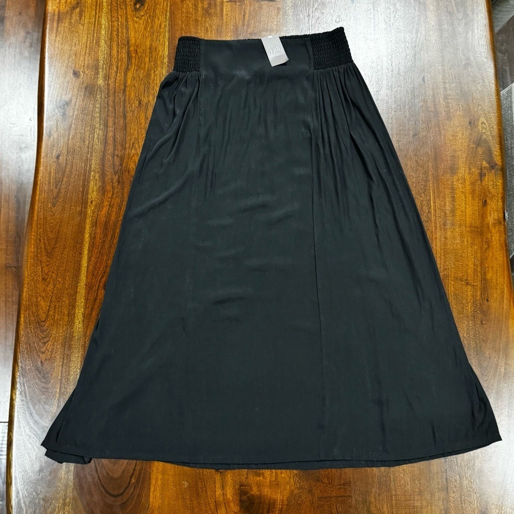 New! J. Jill Smocked Waist Midi/Maxi Black Skirt Size XS MSRP $89